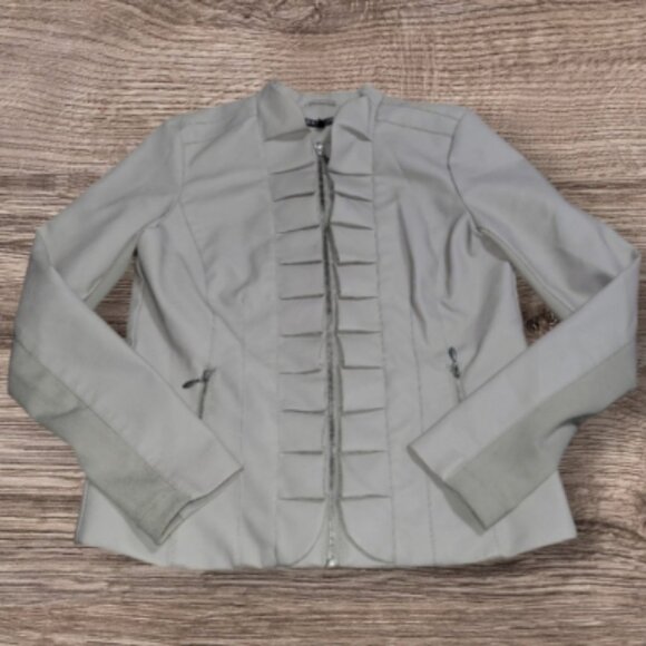 WOMEN'S BACCINI CREAM FAUX LEATHER JACKET - Picture 1 of 5